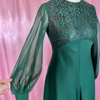 1970s Forest Green maxi dress, unbranded, size 12