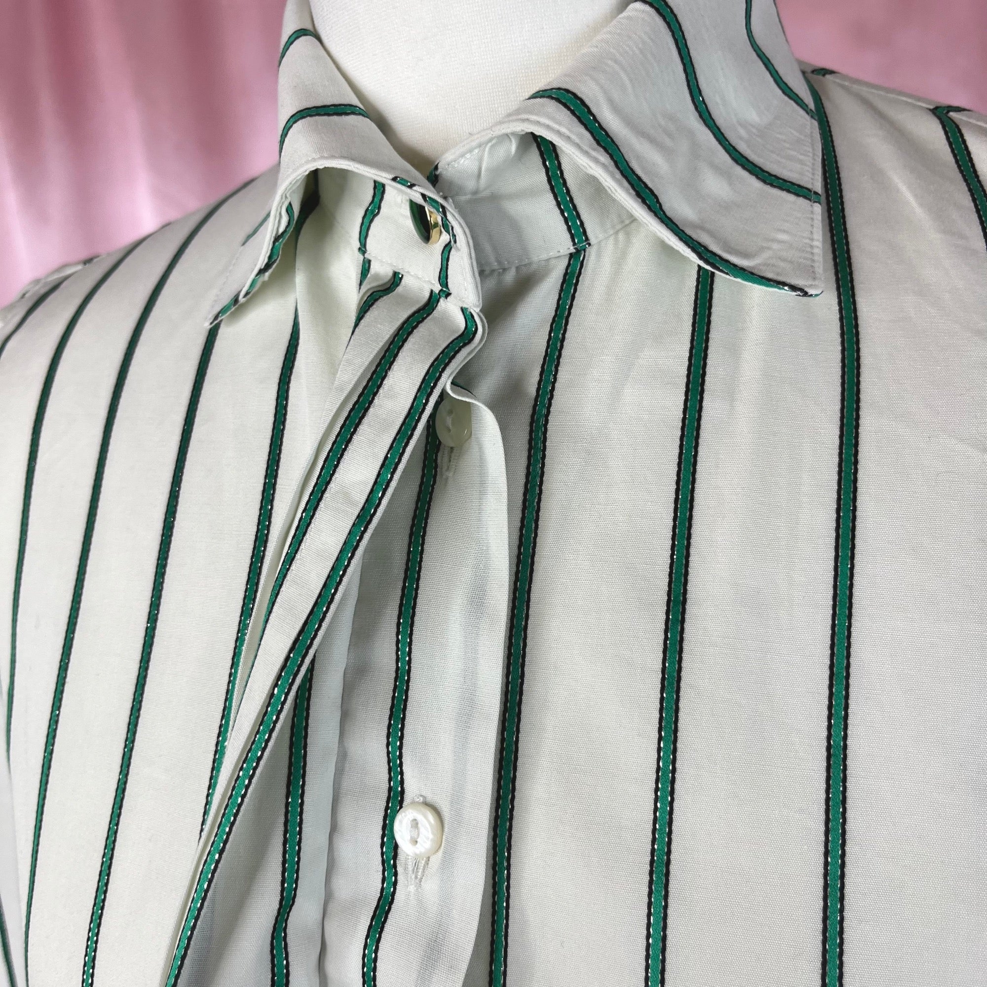 1980s White striped blouse, by Tru Blouse, size 12