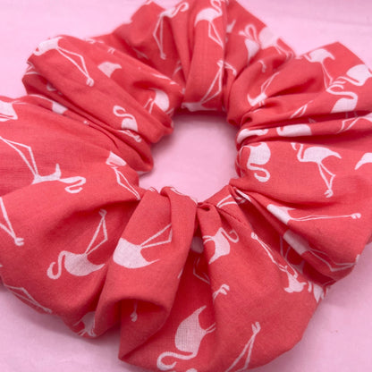 Reworked handmade Flamingo print scrunchie