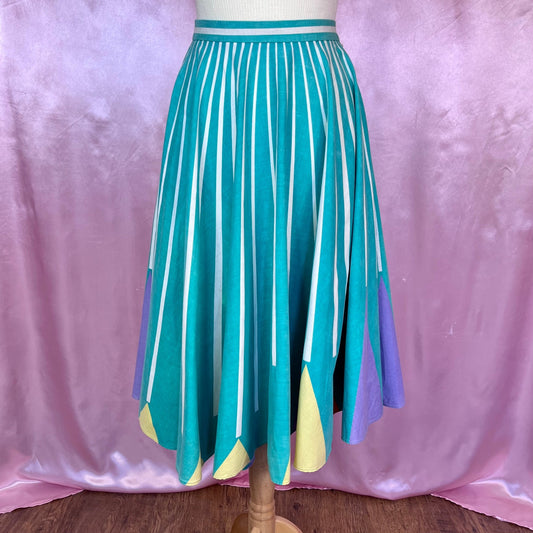 1980s stripey circle skirt, by Heinzelmann, size 6