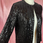 1970s black sequin jacket, unbranded, size 8