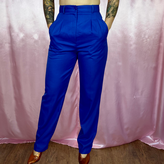 1980s Royal Blue trousers, by JC Penny, size 8