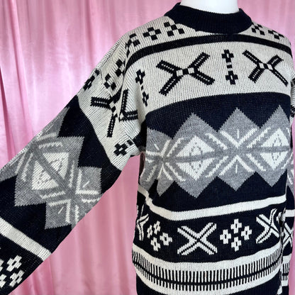 1990s Black & Grey jumper, by Anchor Blue, size 14