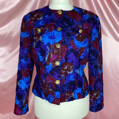 1980s floral quilted jacket, by Eastex, size 14