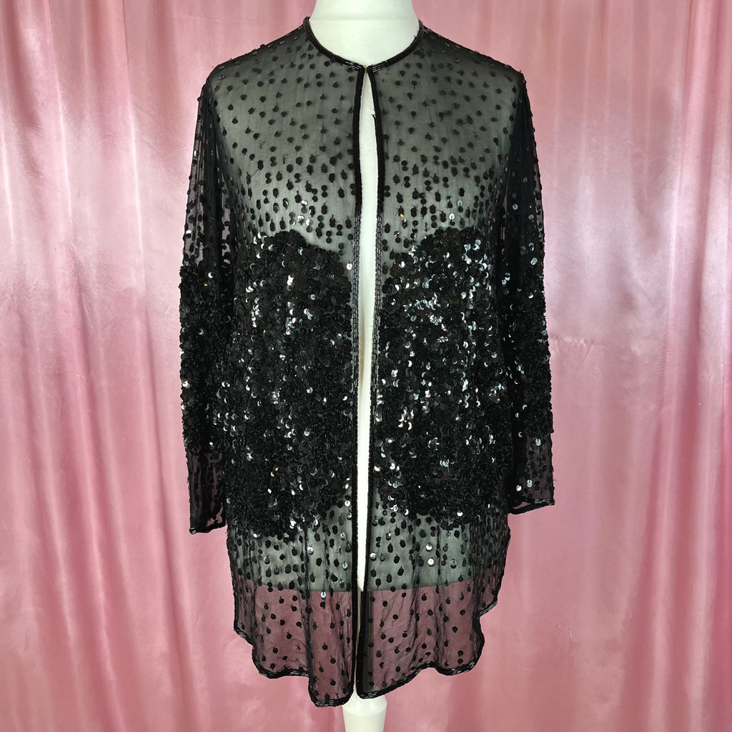 1980s Sheer sequin jacket, by Gina Bacconi, size 12/14
