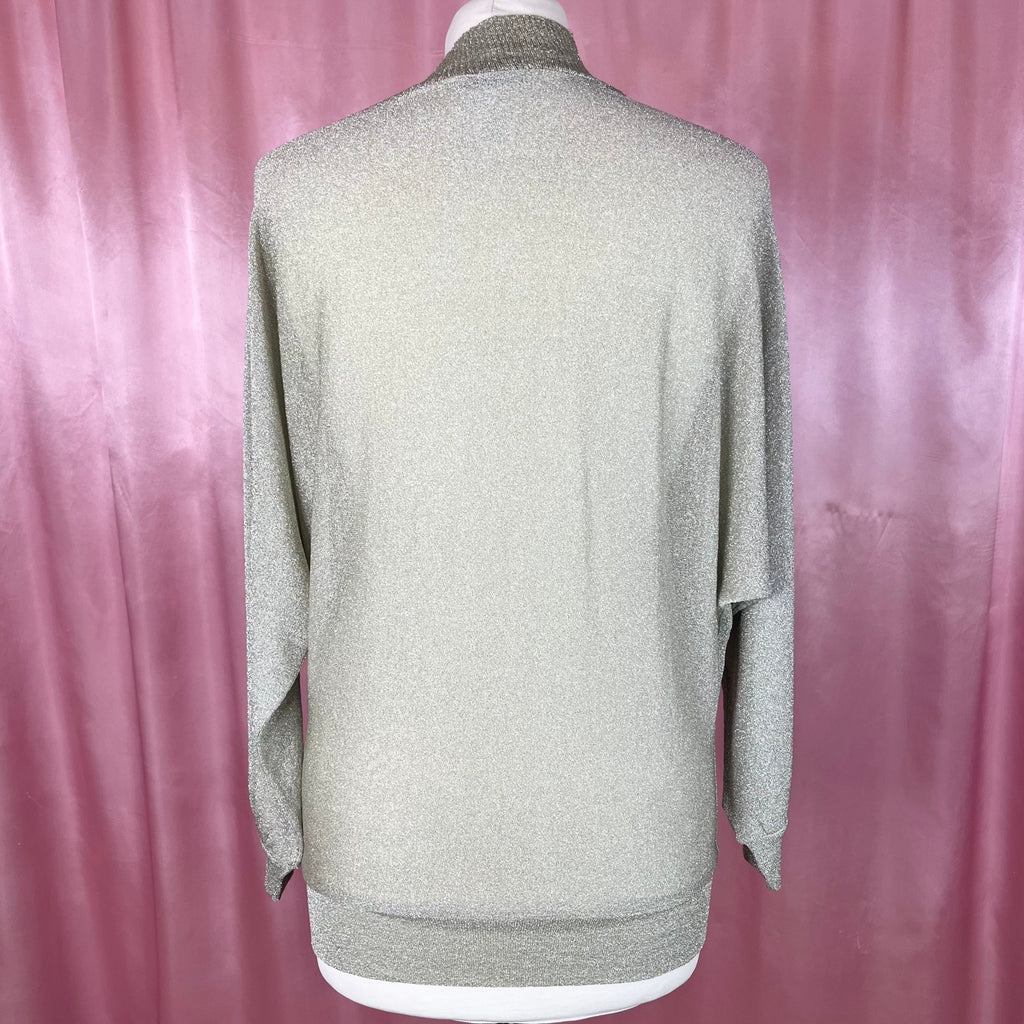 1980s Silver batwing jumper, by Chrysalis, size 8