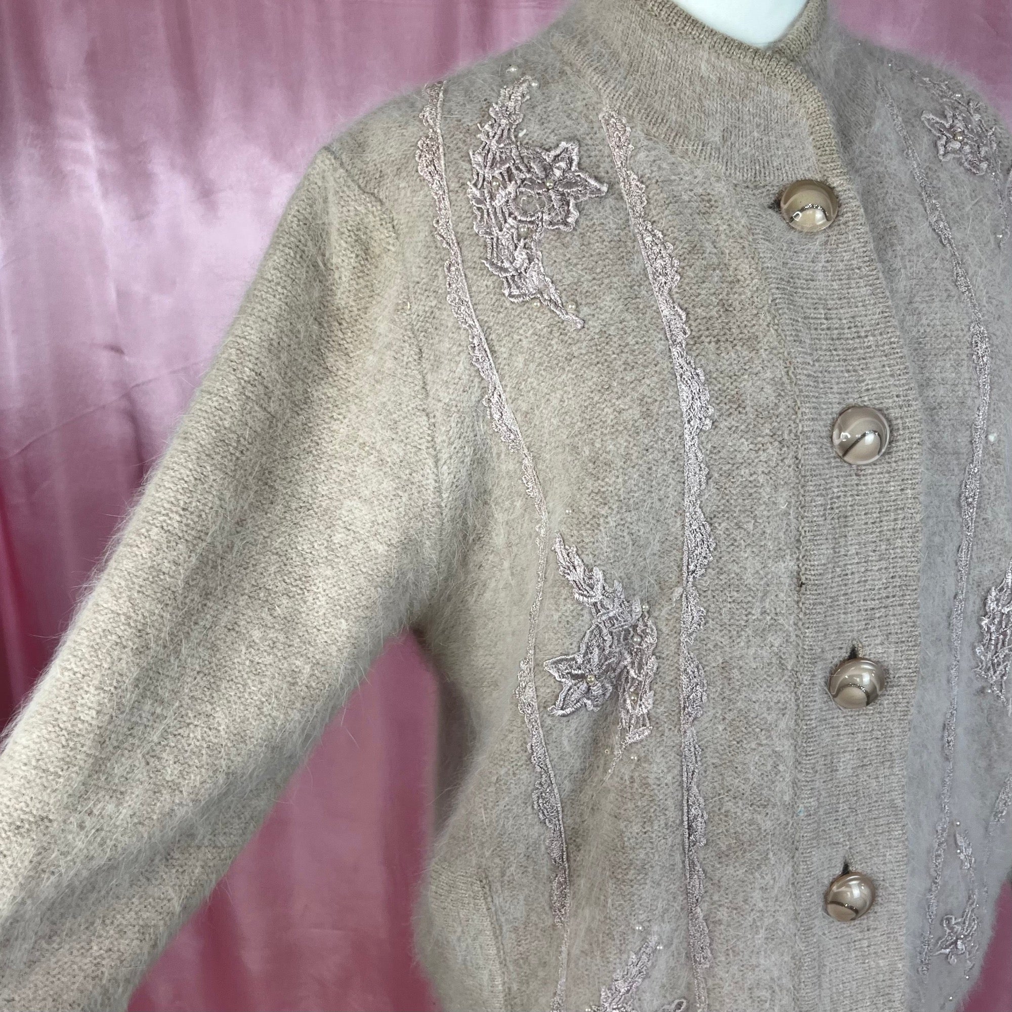 1990s Blush embroidered coatigan, by Cindrela, size 16