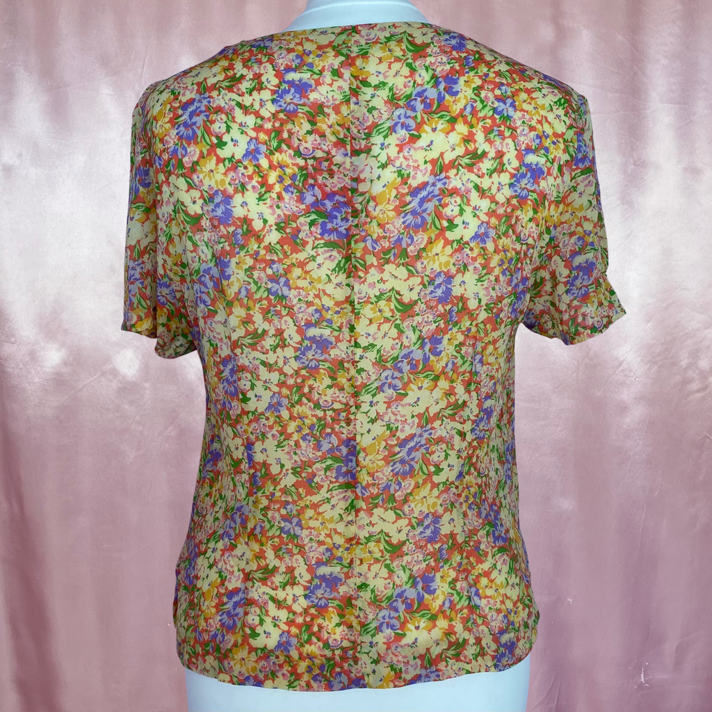 1980s sheer floral top, unbranded, size 10