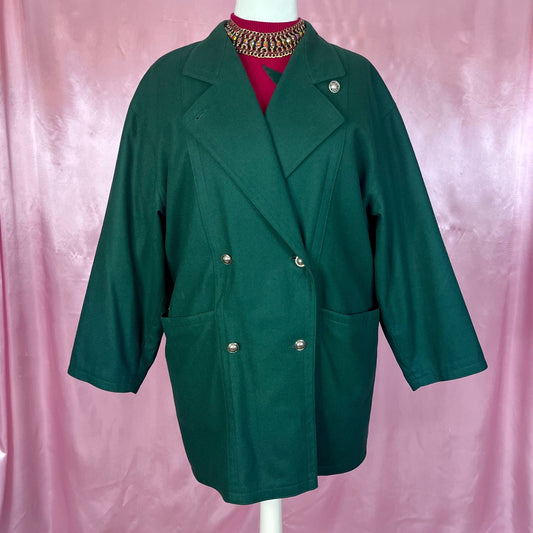 1980s Green wool coat, by Master Coat, size 16