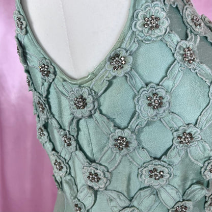 1960s Green evening dress, by Anne Gerrard, size 14