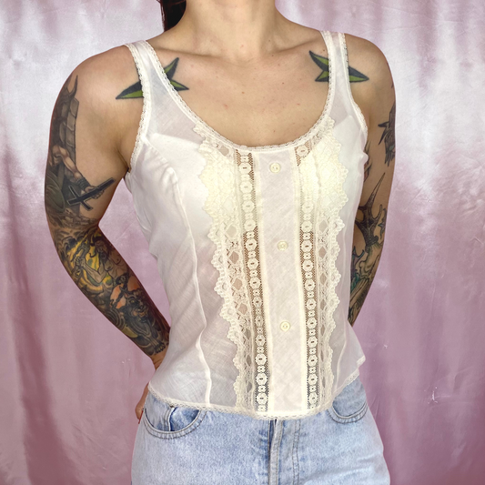 1980s cream cami top, by St Michael, size 6