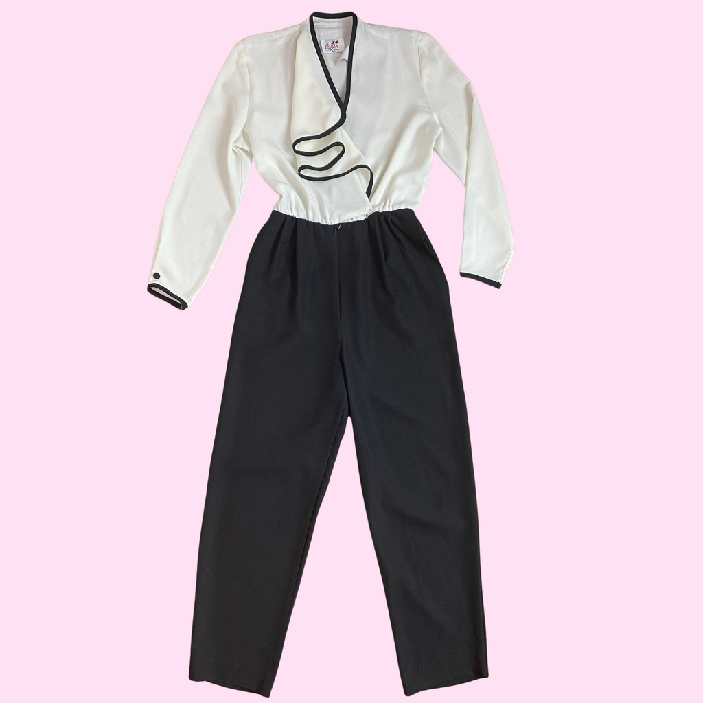 1980s Black & White jumpsuit, by Caron, size 10