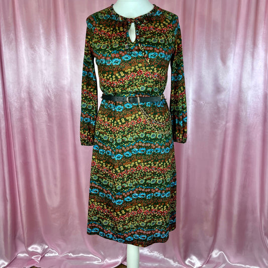 1960s floral jersey dress, by St Michael, size 12