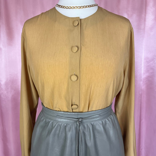 1980s Golden silky blouse, by St Michael, size 12