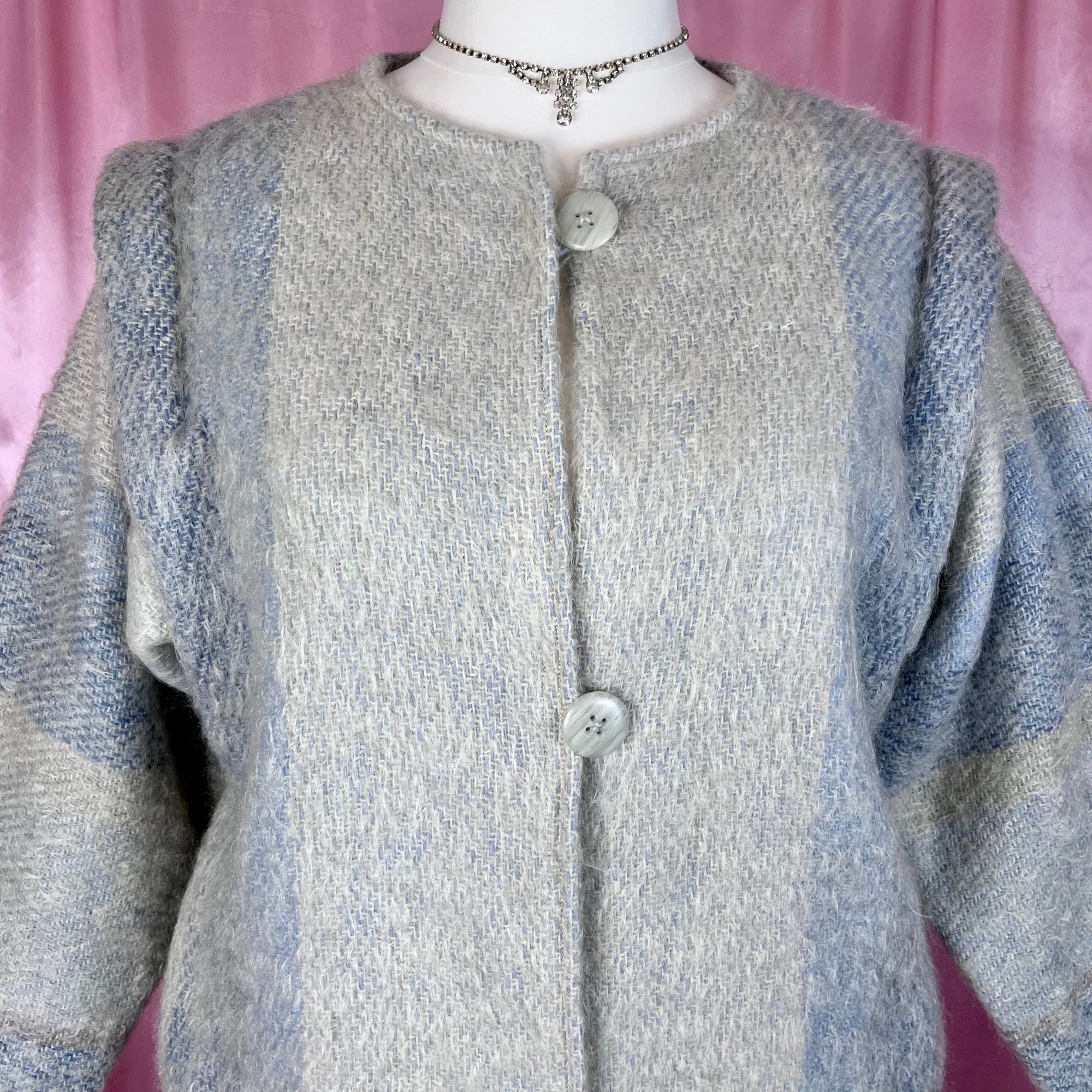1980s Blue mohair jacket, by Berger Pledd, size 16