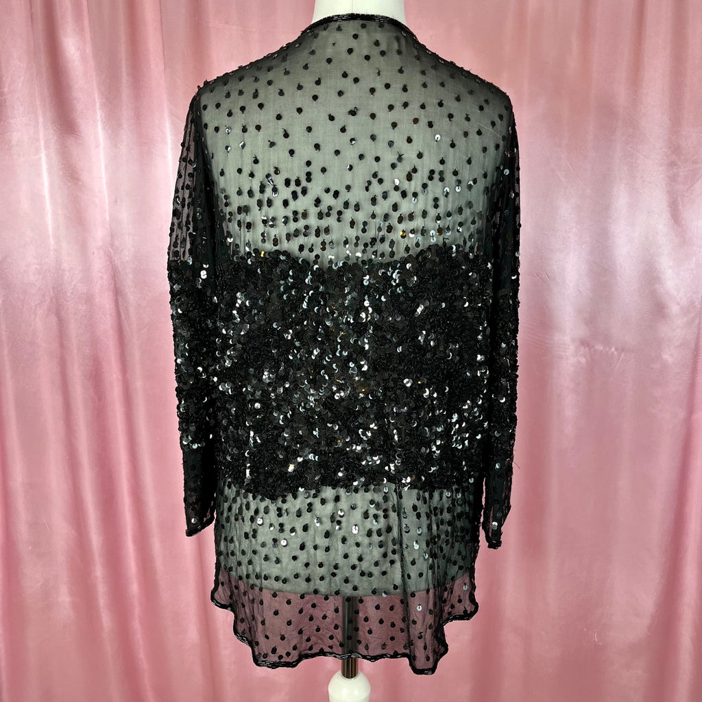 1980s Sheer sequin jacket, by Gina Bacconi, size 12/14