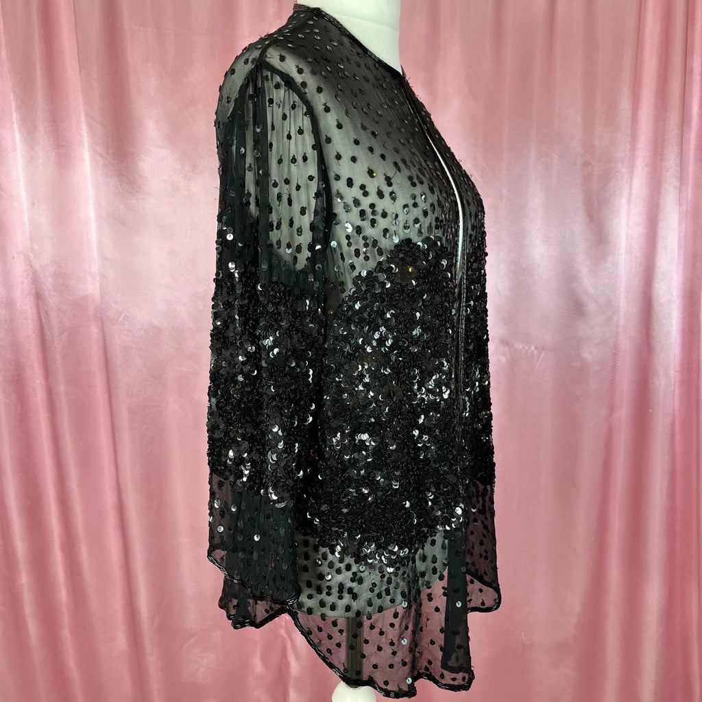 1980s Sheer sequin jacket, by Gina Bacconi, size 12/14