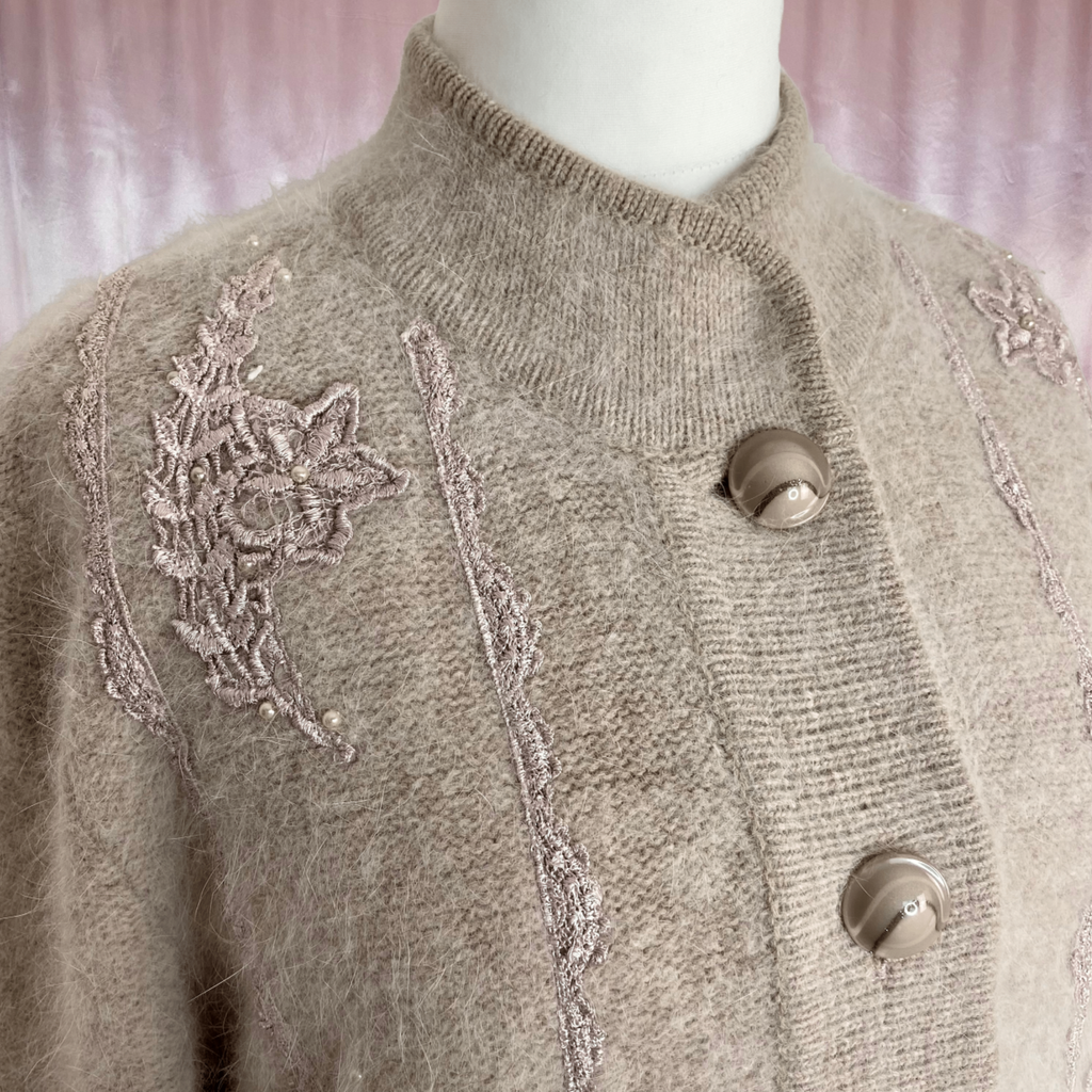 1990s Blush embroidered coatigan, by Cindrela, size 16