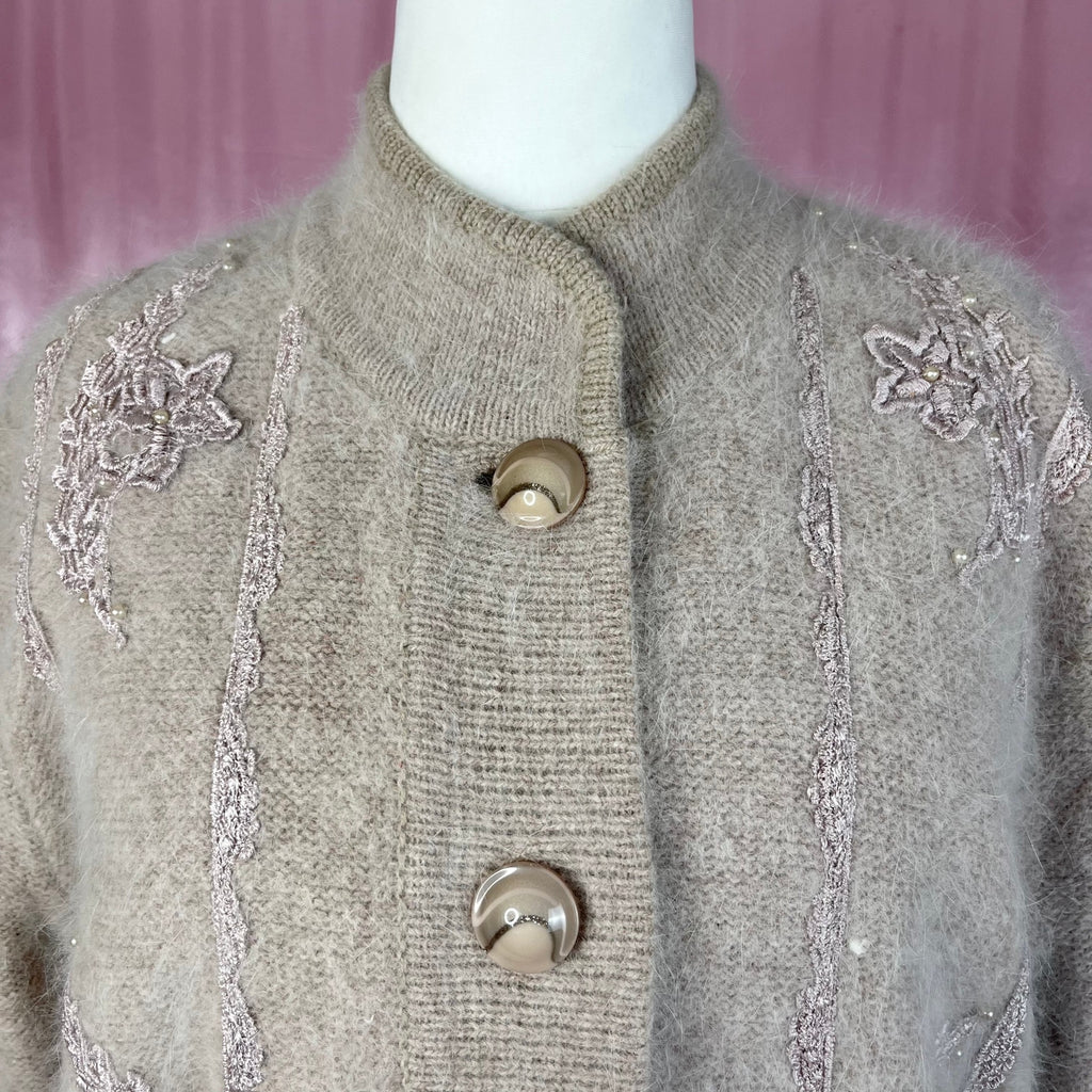 1990s Blush embroidered coatigan, by Cindrela, size 16