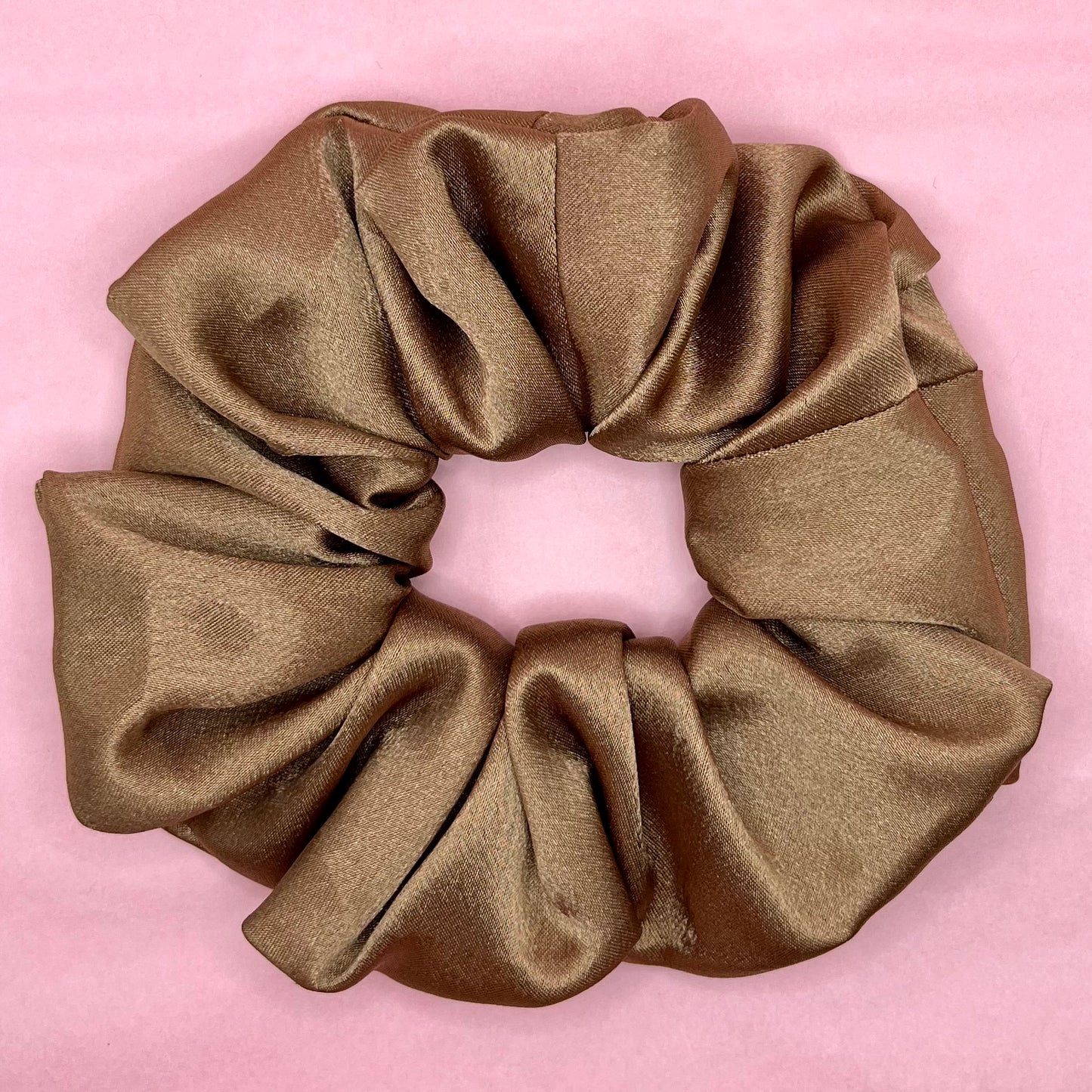 Handmade gold satin hair scrunchie