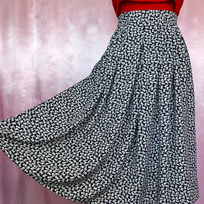 1990s Navy ditsy print skirt, by C&A, size 14