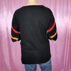 1980s black rainbow stripe jumper, by Fairtex, size 8