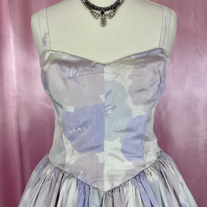 1980s pastel floral prom dress, by Frank Usher, size 8