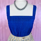 1980s Royal Blue silk top, by Nadine M, size 8/10