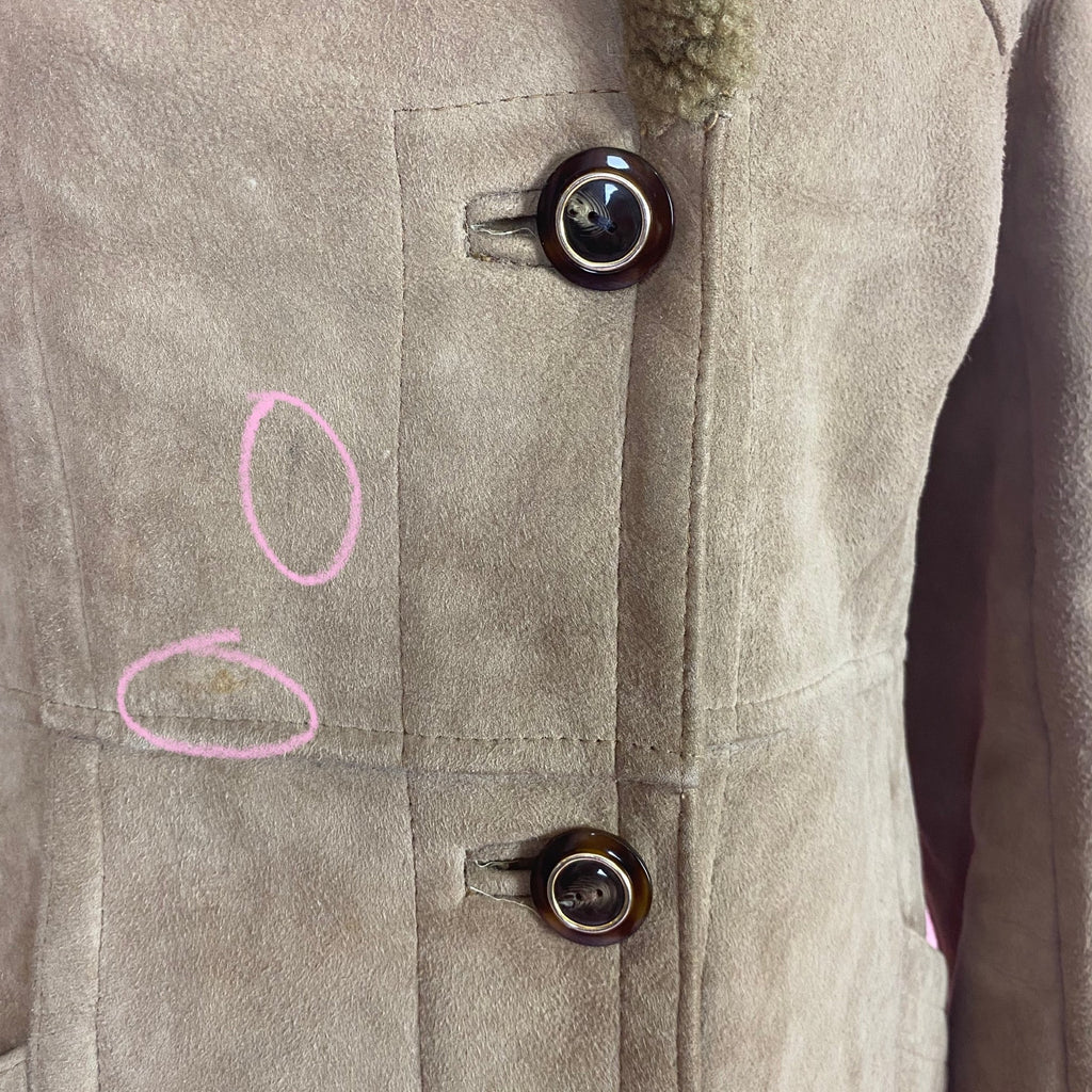 1970s Tan suede shearling coat, unbranded, size 6