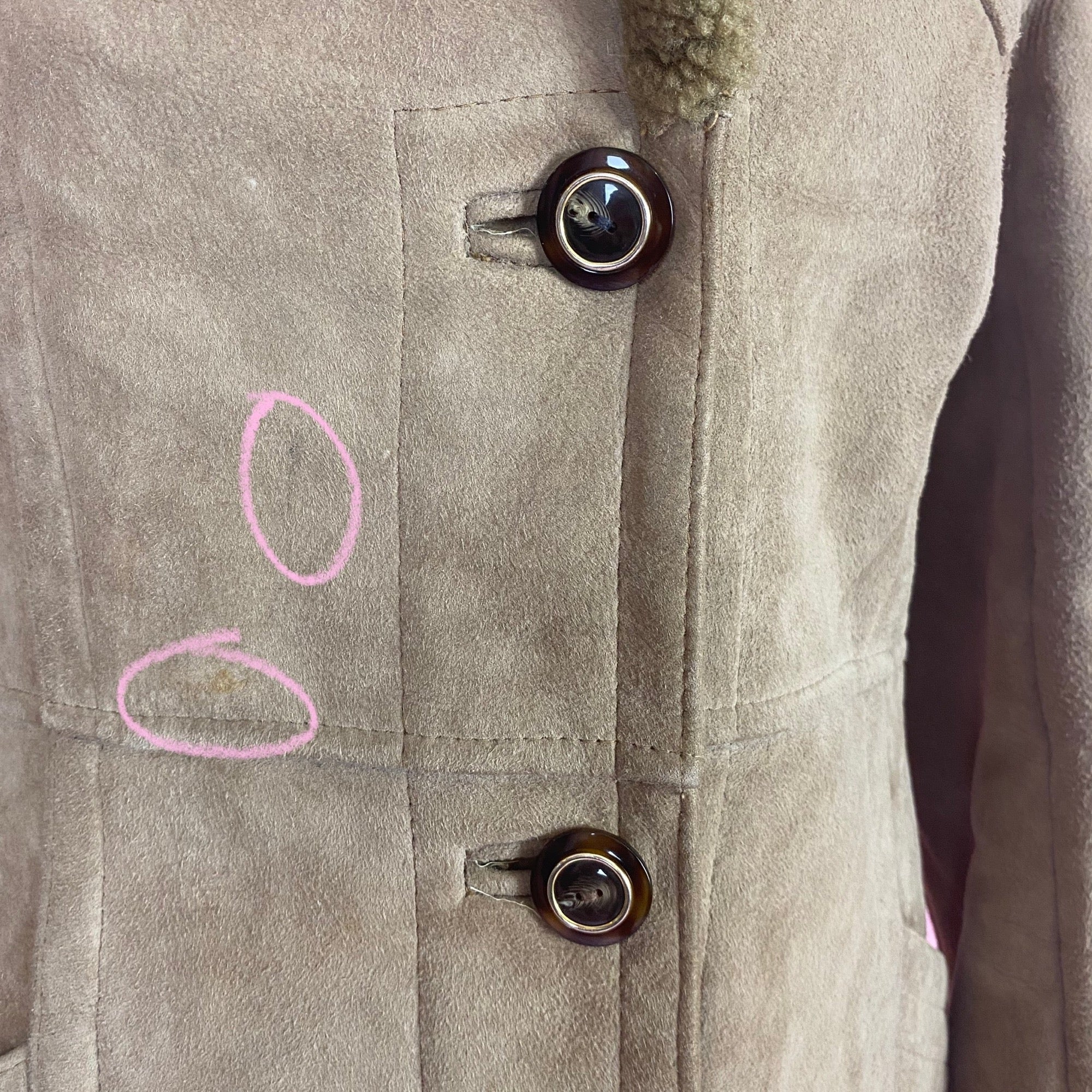 1970s Tan suede shearling coat, unbranded, size 6