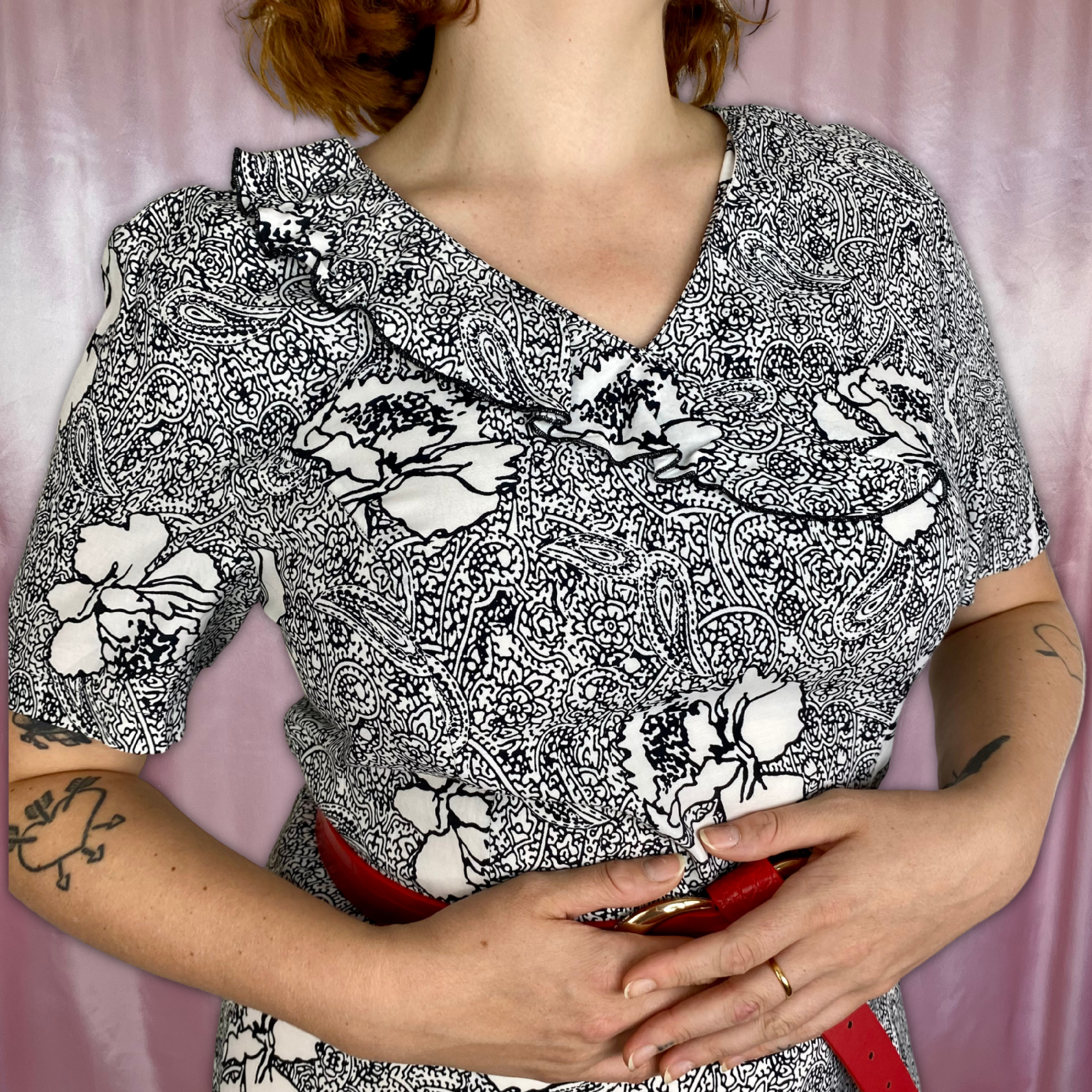 1990s paisley print midi dress, Unbranded, size 14