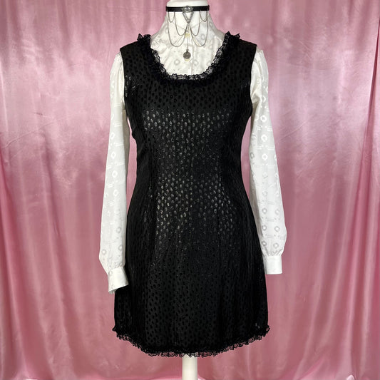 1990s Polka dot mini dress, unbranded, Size 10/12