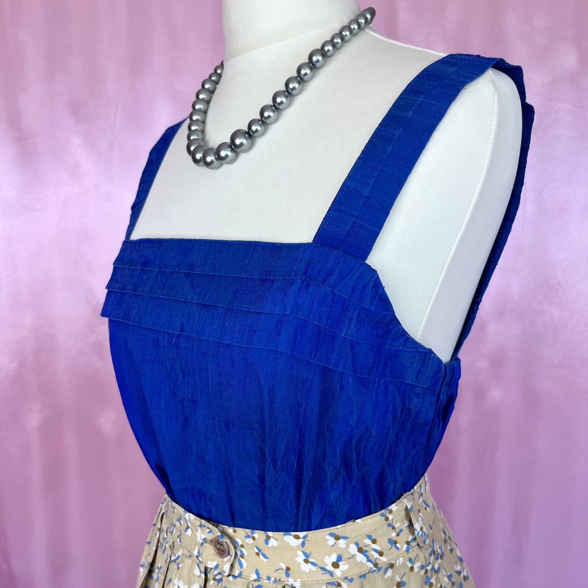 1980s Royal Blue silk top, by Nadine M, size 8/10