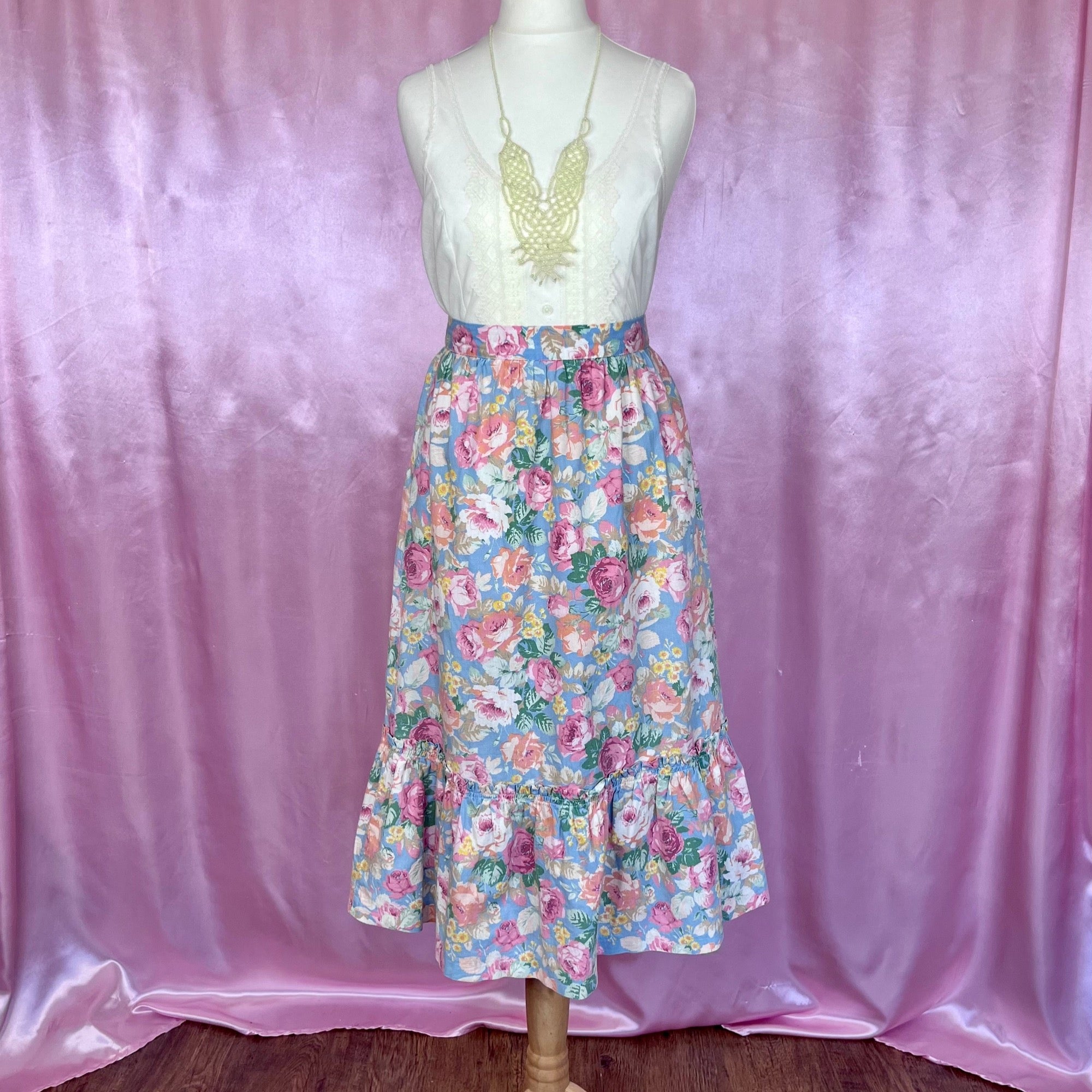 1970s pastel cotton prairie skirt, by Legends, size 6