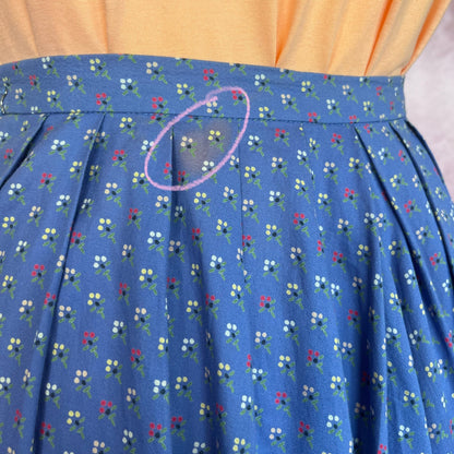 1980s ditsy print half circle skirt, by Jaeger, size 12