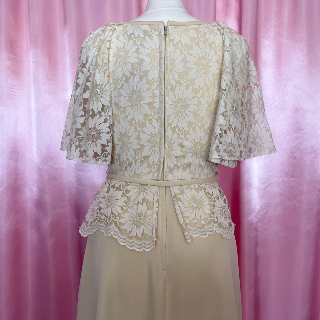 1970s Beige lace dress, by Dandi @ Berketex, size 8