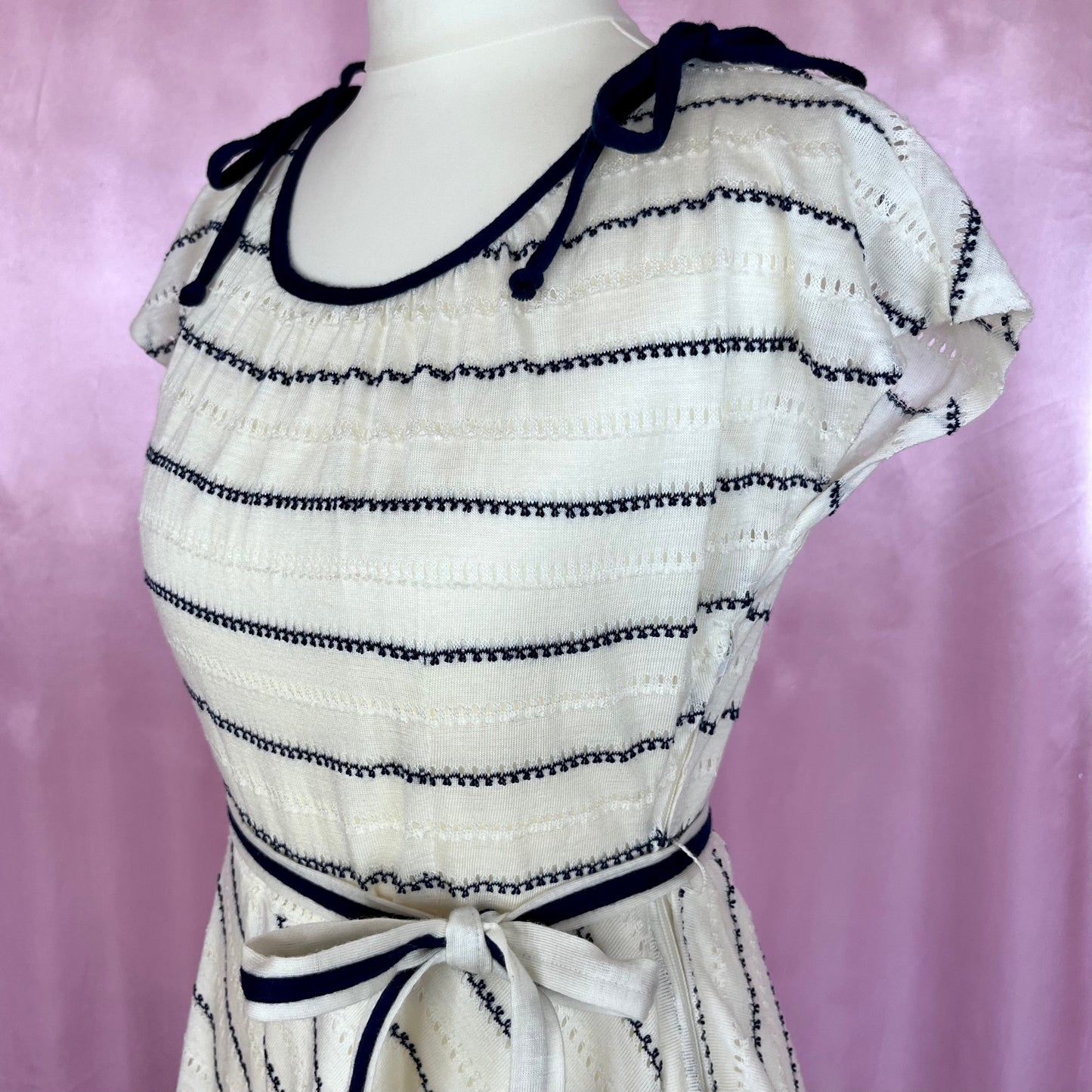 1970s stripey belted skater dress, unbranded, size 8