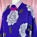 1980s purple floral jumper, by Pierre Cardin, size 14