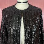 1970s black sequin jacket, unbranded, size 8