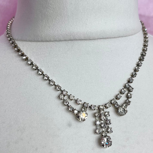 Silver 16” diamanté necklace