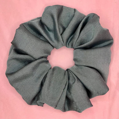 Handmade silky grey blue scrunchie