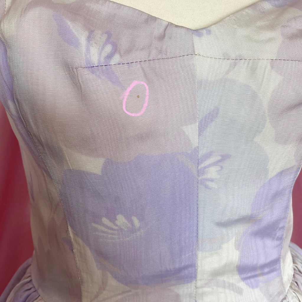 1980s pastel floral prom dress, by Frank Usher, size 8