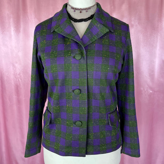 1970s Purple & Green jacket, by Gordon Wyatt, size 14