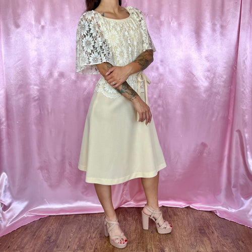 1970s Beige lace dress, by Dandi @ Berketex, size 8