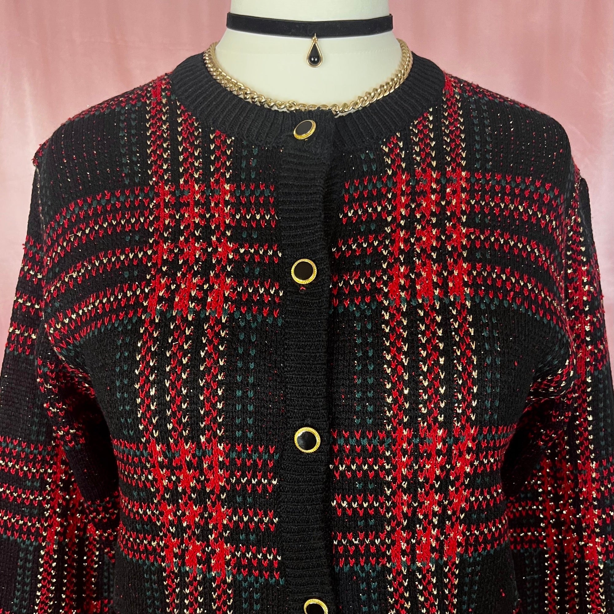 1980s tartan cardigan, by Just For Petites, size 10
