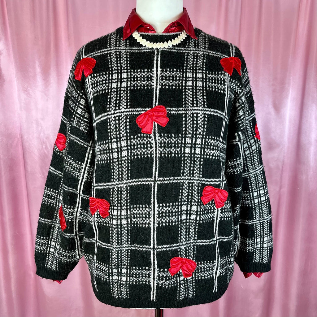 1980s Black appliqué jumper, by Cote á Cote, size 14