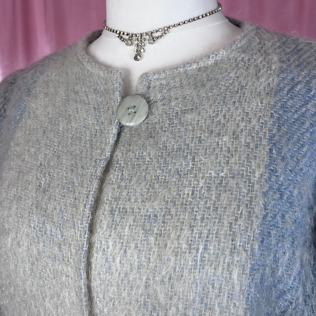1980s Blue mohair jacket, by Berger Pledd, size 16