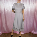 1970s Grey layered midi dress, by Shelana, size 6
