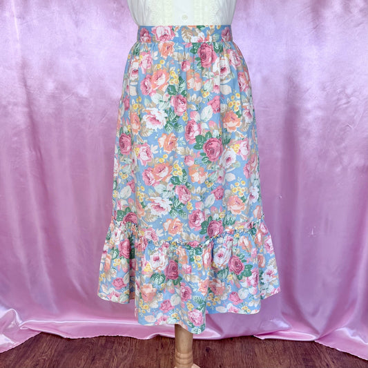 1970s pastel cotton prairie skirt, by Legends, size 6