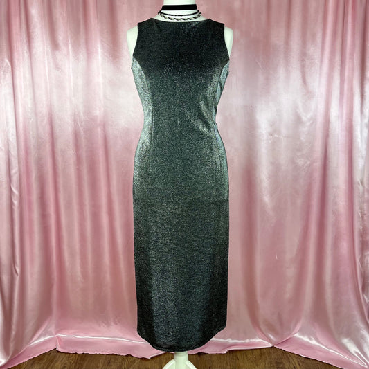 1990s Black sparkly dress, by Berketex, size 14